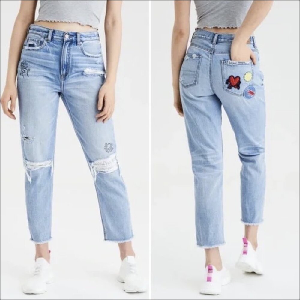 American Eagle Keith Haring Mom Jeans 4 Short